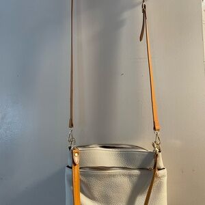 Cream Crossbody Bag with Tan Strap Accents Divina Firenze